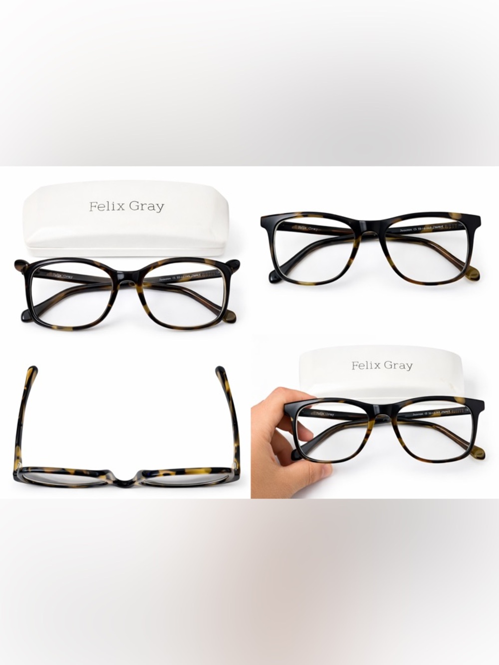 Felix Gray Jemison Blue Light Glasses Tortoise 52-18-145 w Case